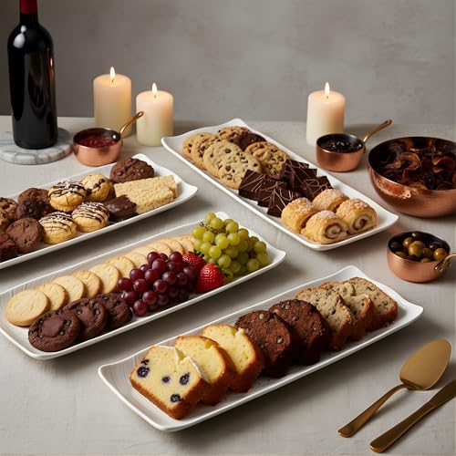 TP 16" Melamine Serving Platters Set of 3, White Rectangular Trays - Image 5