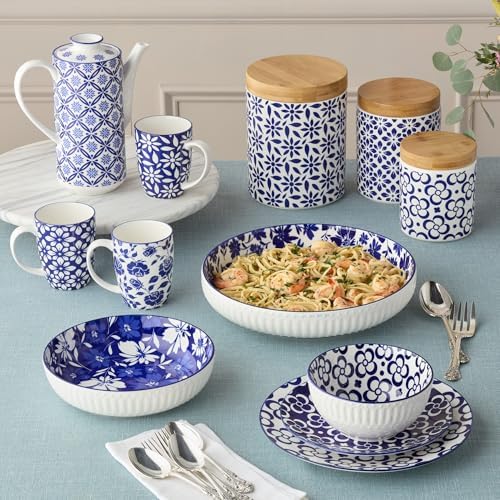 Madison Set of 6 Canape Plates - 6 Inches, Stunning Blue and White Designs - Perfect for appetizers, desserts, and small bites - Image 5