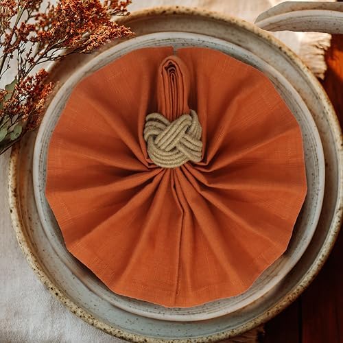 COTTON CRAFT Jute Napkin Ring - 12 Pack Handmade Nautical Knot Napkin Rings - Image 4