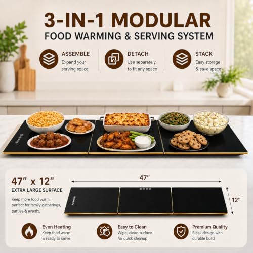 47"×12" Food Warmers for Parties Buffet, Linkable Warming Trays for Buffets - Image 2