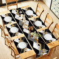 ANNA QUEEN Modern Black and Gold Marble Table Runner and Placemats Set of 6, 13"x72" Table Runner with 12"x18" Placemats, Geometric Luxury Dining Table Decor for 4 to 6 People by ANNAQUEEN