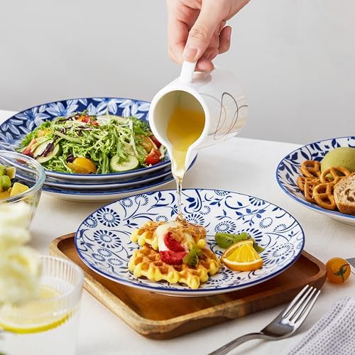 vancasso 8.25" Blue Salad Plates Set of 6, Porcelain Dessert - Image 5