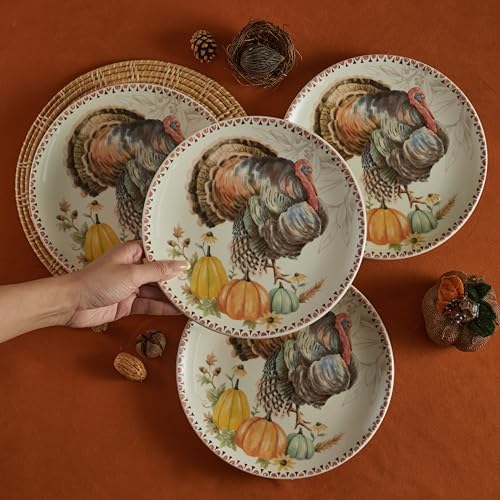 Bico Blessing Season Salad Plates Set of 4, 8.75 Inch Ceramic Dessert Plates for Salad, Appetizer, Side Dishes, Microwave and Dishwasher Safe, Gift for Housewarming and Thanksgiving - Image 5