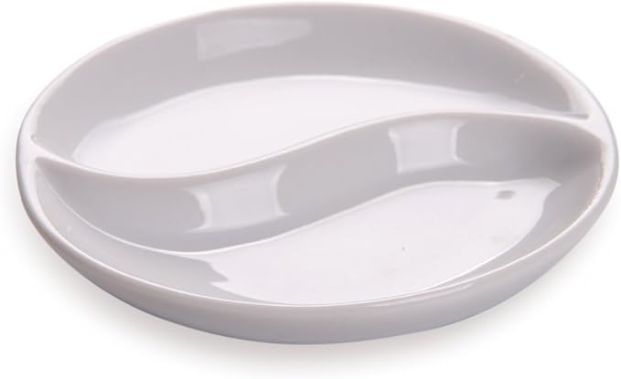 Restaurantware 3.5 Inch Sauce Plates 10 Microwave-Safe White Sauce Dishes - 2 Compartments Oven-Safe White Porcelain Small White Dishes Chip-Resistant For Sauces