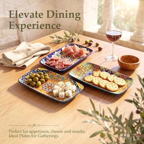 HaWare Boho 9.5 Inch Rectangular Dinner Plates Set of 4 - Image 4