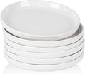 White Salad Plates Set of 6, 8 Inch Small Ceramic Ribbed Texture Dinner Plates, Kitchen Serving Dishes for Appetizer, Dessert, Microwave & Dishwasher Safe, Scratch Resistant