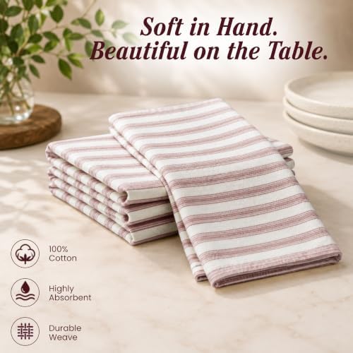 TWINY threads 4 Pieces 100% Cotton Cloth Napkins, 18"x18", Burgundy Wine - Image 2