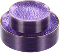 realluck 100Pcs Clear Purple Plastic Plates with Gold Rim by Realluck