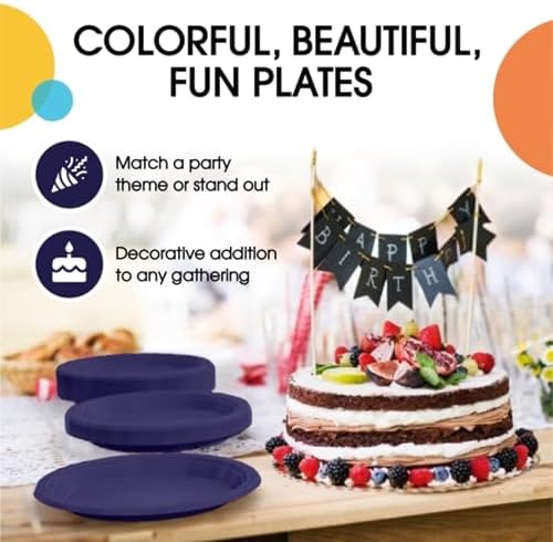 Exquisite Party Solids Sturdy Purple Plastic Plates 7" Cake Plates 50 Pcs - Image 5