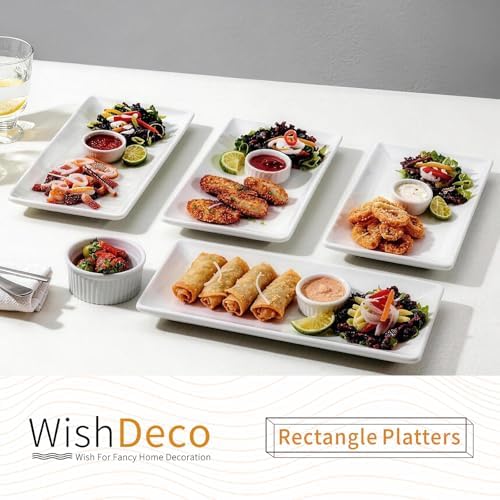 WishDeco Ceramic Serving Platters Set of 4, Rectangle Serving Trays 12 Inch - Image 2