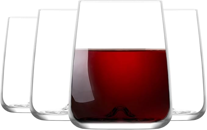 LAV Terra 4-Pack Beverage Glasses – 16 fl oz Durable Drinkware Set, Classic Tall Glasses for Cocktails, Water, Cold Drinks – Ideal for Home & Bar Use