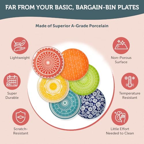 Annovero Dessert Plates, 6 Inch, Dishwasher & Microwave Safe, Set of 6 - Image 5