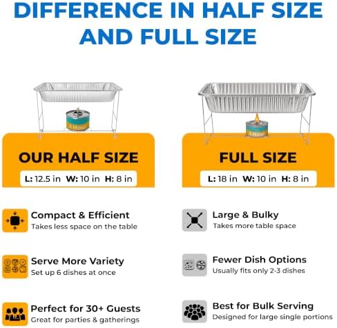 Disposable Chafing Dish Buffet Set, 6 Pack Half Size 10 x 12 Inch Food Pans - Image 5