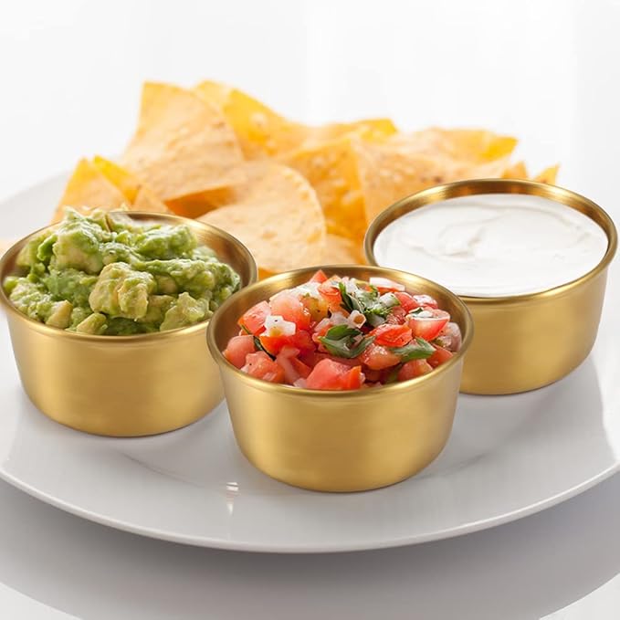 Ramekin Sauce Dipping Bowl Mini Sauce Cups Pudding Condiment Cups for Home Party Restaurant (Golden 12PCS 60ml)