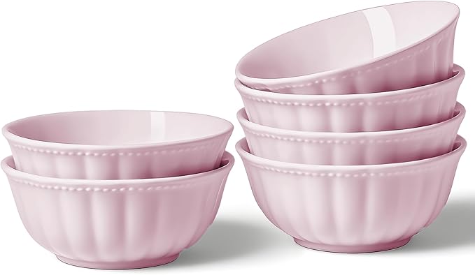 HOMBENE White Porcelain Fruit Bowls, 4.7 Inch Serving Bowls,Ice Cream Bowl, Kitchen Bowl Set, Microwave and Dishwasher Safe, Set of 6
