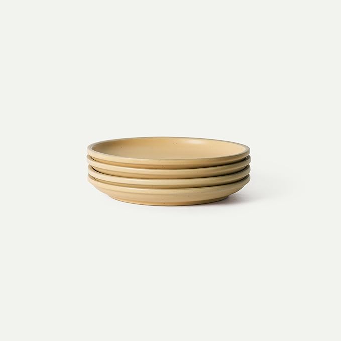 MORA Large Plates Set of 4, 10.5 inch Ceramic Pottery Dinner Plates - Microwave, Oven and Dishwasher Safe - Merrigold