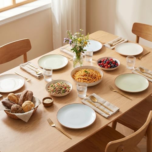 Dinner Plates Set of 6, 10 Inch Scratch Resistant Ceramic Plates, Pasta Plate, Salad Plate, for Main Course, Dishwasher and Microwave Safe, Cold Multicolor - Image 6