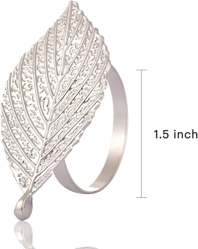 Decozen Set of 12 Gold Napkin Rings in Leaf Design, Festive, Table Decor Setting for Holiday, Wedding, Birthday, Kitchen, Home Decor, Housewarming Gift - Mothers Day Decorations