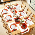 ANNA QUEEN Red Poppy Floral Table Runner and Placemats Set of 6, 13"x72" Table Runner with 12"x18" Washable Placemats, Bold Flower Dining Table Decor for 4 to 6 People Kitchen Decoration by ANNAQUEEN