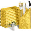 12 Pack Gold Damask Satin Napkins 17 x 17 Inch by Eychei
