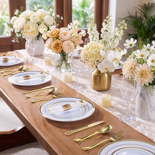 Goodluck 200 Pack Pre Rolled Gold Plastic Silverware, Wrapped Cutlery - Image 6