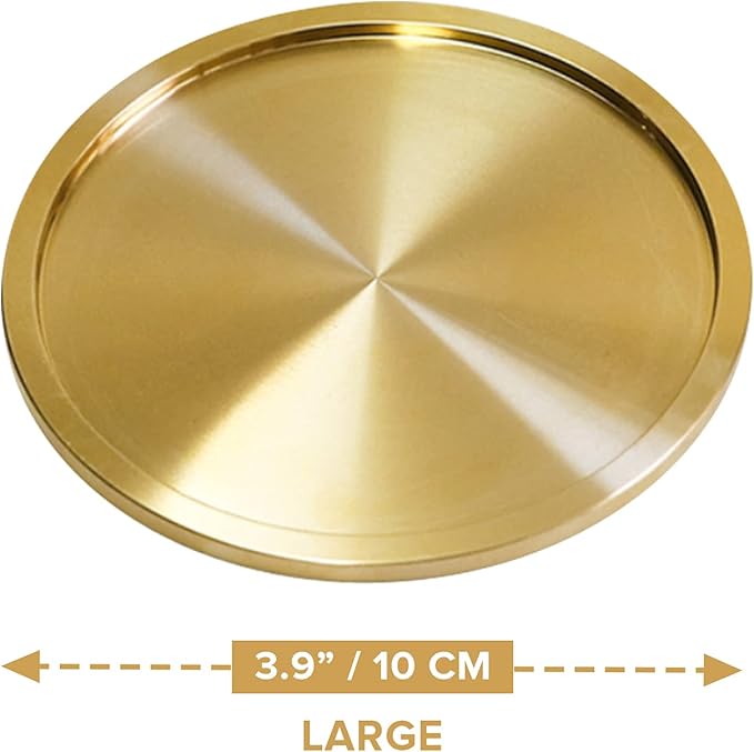 Heavy Brass Coasters for Drinks (6-Pack) - Solid Bronze Gold Coasters - Classy MCM Style Premium Coaster Set - 5 Star Hotel Table & Bar - Board Room Elegant Copper Cup Holder - L