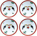 Colias Wing 8 Inch Flower Bird Pattern Stylish Design Ceramic Salad/Pasta/Fruit/Appetizer/Dessert Dishes Holiday Plates Christmas Dinner Plates-Set of 4-Toucan by Colias+Wing