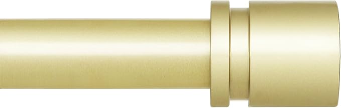 Curtain Rods for Windows 16 to 200 Inches Adjustable Length 1 Inch Diameter Window Curtain Rod with Aluminium Finials, Warm Gold