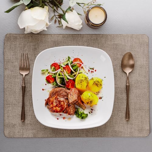 Ceramic Square Dinner Plates,9 Inch Square Serving Plate for Steak, Pasta, Salad, Snacks, Dessert, Appetizer Plates-Set of 4 - Image 5