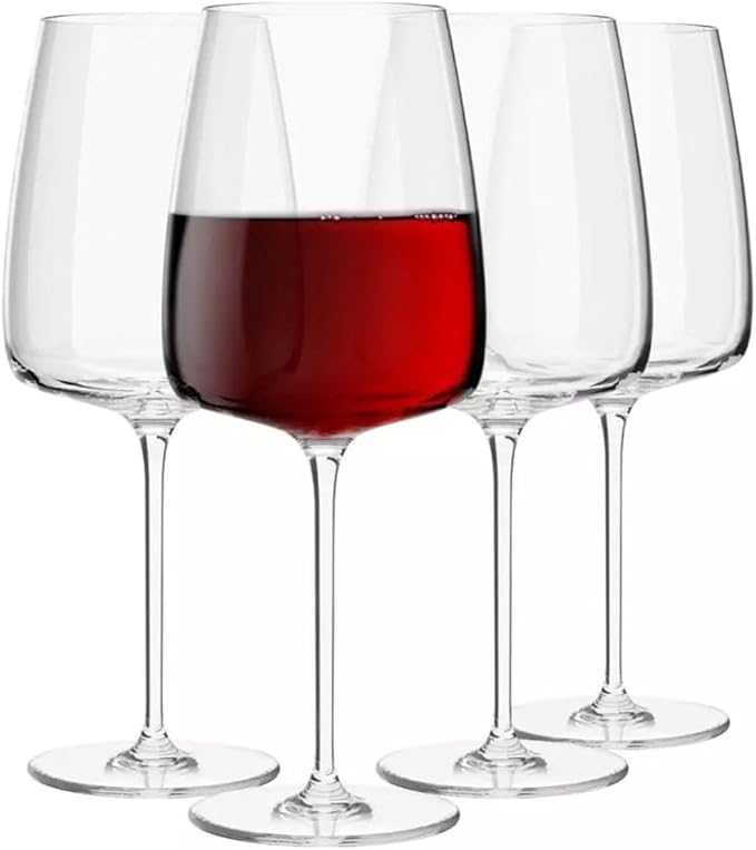 Krosno Red Wine Glasses, Set of 4, 20.3 oz, Modern Collection, Versatile and Durable Crystalline Glass, Pristine Clarity and Long-Lasting Shine, Dishwasher Safe, Made in Europe