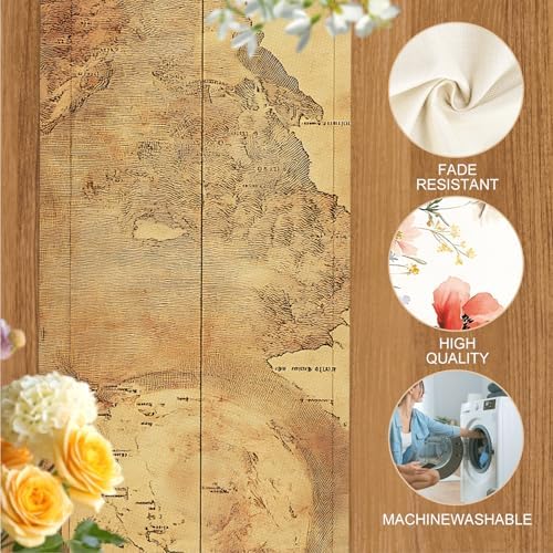 ANNA QUEEN Vintage World Map Table Runner and Placemats Set of 6 – 13"x72" Table Runner with 12"x18" Placemats, Antique Map Design, Rustic Farmhouse Dining Table Decor - Image 4