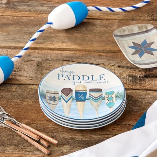Wake at the Lake 9-Inch Dessert Plates, Set of 4, Lakeside-Inspired Designs with Water Scenes & Cabins, Durable Ceramic, Dishwasher Safe, Charming Tableware for Desserts, Snacks & Appetizers - Image 6