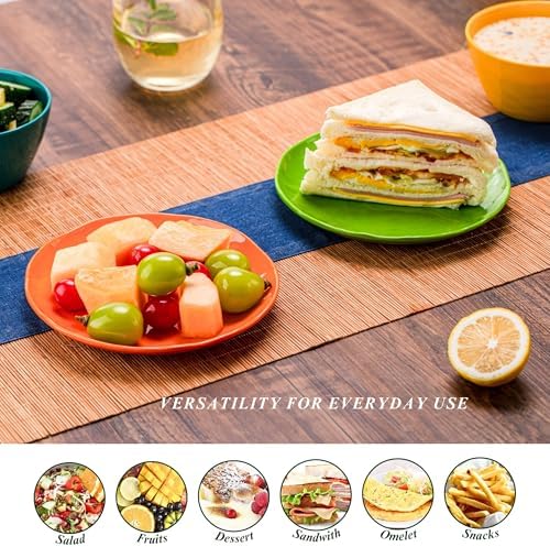 6.7-Inch Melamine Dessert Plates (Set of 6) - Unbreakable and Reusable Dinnerware with Ceramic Feel, Stackable and Dishwasher-Safe (Green) - Image 4