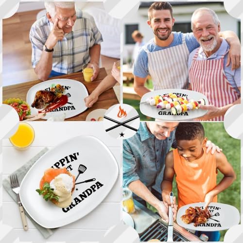 R HORSE Grandpa Grill Platter Gift, BBQ White Oval Melamine Serving Tray - Image 2