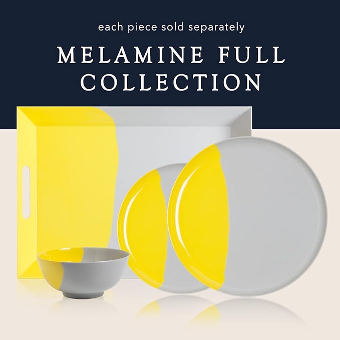 Thomas Fuchs Creative Melamine Side Plates, Set of 4, Gray/Lemon, Injection Molded, Durable, Dishwasher Safe, Chip and Break-Resistant, Kid-Friendly, Indoor/Outdoor Use