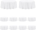 PureFit 10 Pack Round White Table Cloths 70 Inch for Round Tables, Stain and Wrinkle Resistant Table Linens for Home Use, Wedding, Party, Banquet and Camping