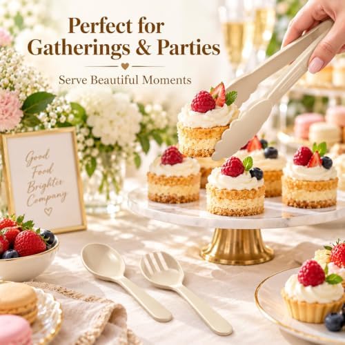 24 Pcs Ivory Plastic Serving Utensils Set, Serving Spoons For Buffet - Image 3