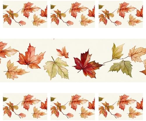 ANNA QUEEN Watercolor Maple Leaves Table Runner and Placemats Set of 6, 13"x72" Table Runner with 12"x18" Placemats, Autumn Leaf Dining Table Set for Thanksgiving, Fall Home Decor - Image 2