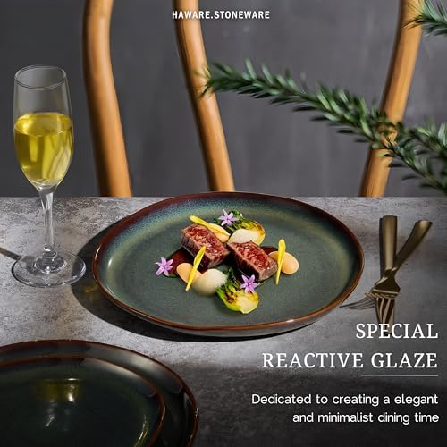 HaWare Stoneware Dinner Plates Set of 6, 10" Heavy Duty Ceramic Plates, Reactive Glaze Dinnerware for Home Restaurant, Chip and Scratch Resistant, Microwave and Dishwasher Safe, Reactive Moss Green - Image 6