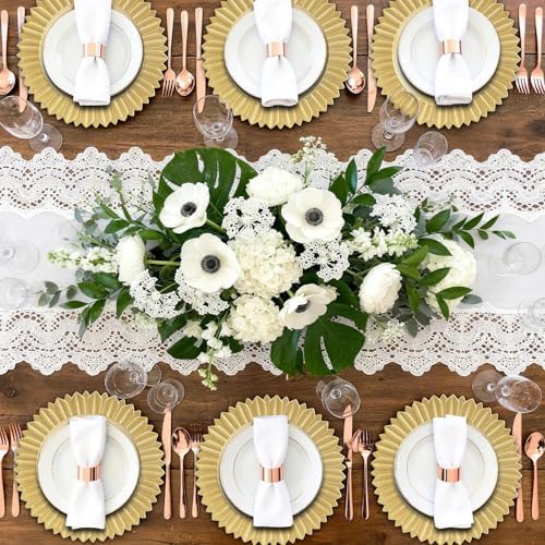 MAONAME Gold Charger Plates Set of 12, Plastic Chargers with Sunflower Rim - Image 7
