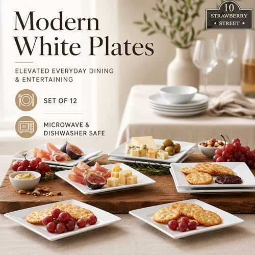 10 Strawberry Street 6" Catering Square Appetizer Plate, Set of 12 - Image 4