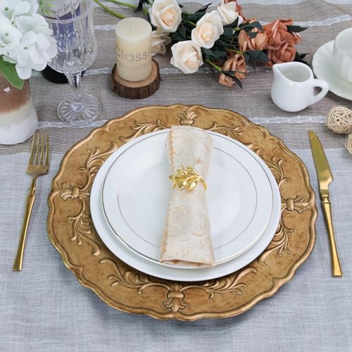 MAONAME Antique Gold Charger Plates Set of 6, 13" Round Plate Chargers - Image 6
