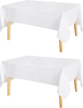 JIUZHEN 2 Pack Rectangle Table Cloth Faux Linen Farmhouse Tablecloth Wrinkle and Stain Resistant Decorative Fabric Table Cover for Kitchen, Dining Room, Parties and Camping, White, 54 x 80 Inch