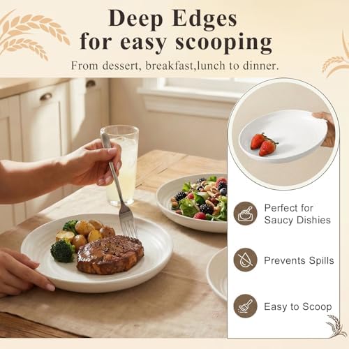 Wheat Straw Plate 8 Inch, Unbreakable Kids Plates Set of 8 - White - Image 5
