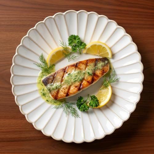 Large Ceramic 10.5 inch Dinner Plates, Set of 6, Microwave, Oven & Dishwasher Safe, Vintage Farmhouse Plates ,Kitchen Porcelain Serving Dishes ,Scratch Resistant, Housewarming Gift ( Petal, White ) - Image 2