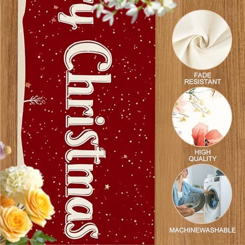 ANNA QUEEN Snowman Christmas Table Runner and Placemats Set of 6, 13"x72" Table Runner with 12"x18" Placemats, Winter Holiday Dining Decor - Image 4
