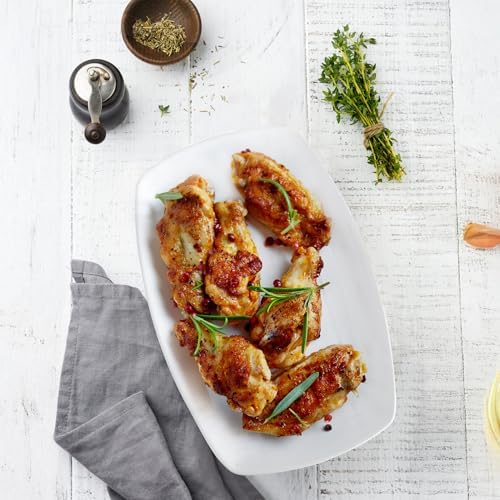 Ceramic Serving Platter Set, 4 Pcs 10 inch Rectangular Serving Tray for Entertaining at Parties and Weddings, White Platter Rectangular Dishes Dinner Plates for Appetizer Meat Bread Dessert and Sushi - Image 5