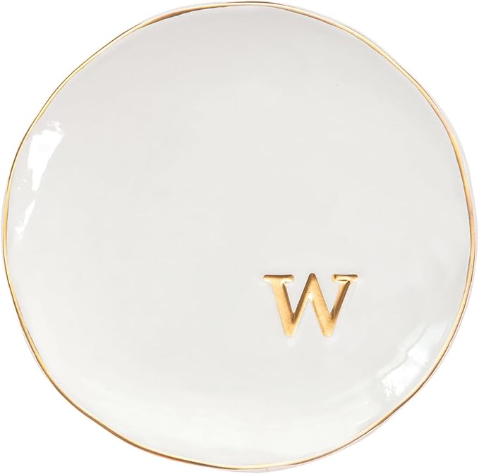 COLLECTIVE HOME - Ceramic Jewelry Tray, Decorative Trinket Dish for Rings Earrings Necklaces Bracelet Watch Keys, Birthday Mother's Day Christmas Gift for Women, 4.75", Glossy (w)