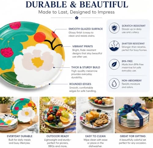French Bull Melamine Assorted Plates-6 Piece Set -Melamine Dinnerware-Platter, Serving, Party, Platter, Dish (6" Appetizer Plate, Assorted) - Image 4