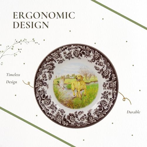 Spode Hunting Dogs Yellow Labrador Retriever 8" Salad Plate - Dog-Themed Rustic Holiday Tableware, Fine Earthenware for Salad or Dessert - Microwave, Dishwasher, Oven Safe, Made in England - Image 6
